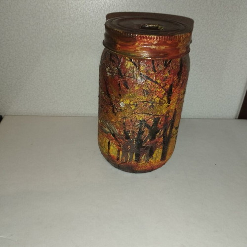 Hand-painted decorative candle holder like new, summer theme