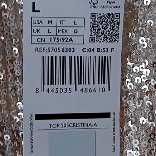 Mango top L new with silver sequins