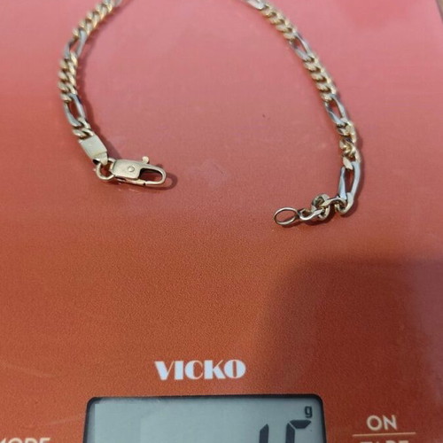 14K Figaro gold bracelet two-tone 24cm Fa Cad'oro like new