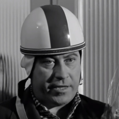 Vintage 1950s motorcycle helmet similar to Thanasis Veggos films