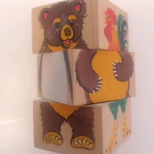 Wooden baby toy used with middle rotation feature
