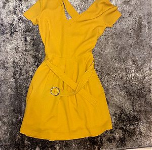 Φόρεμα κίτρινο με χιαστι στην πλατη