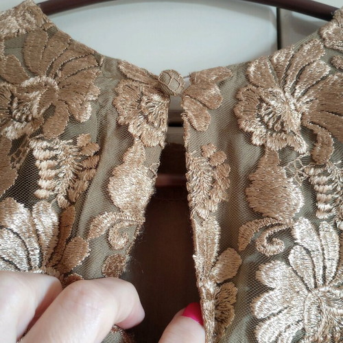 Classic dress used, tailor made with lace, beige