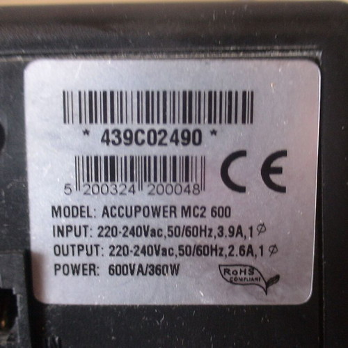 ACCUPOWER MC2 600 Line Interactive UPS 600VA 360W used