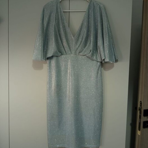 Abysse evening dress L 40 12 like new, gray with strass