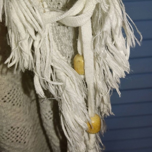 Knitted cardigan used, open without buttons, summer white