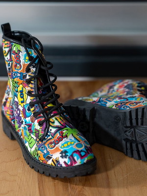 Boots with Pop-Art Design Size 39 New
