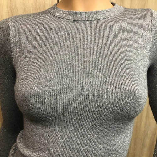Winter sweater with lurex gray new, size S
