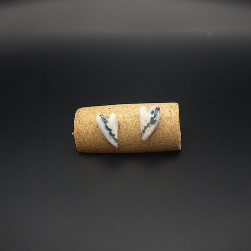 Handmade ceramic earrings with decoupage and glass coating
