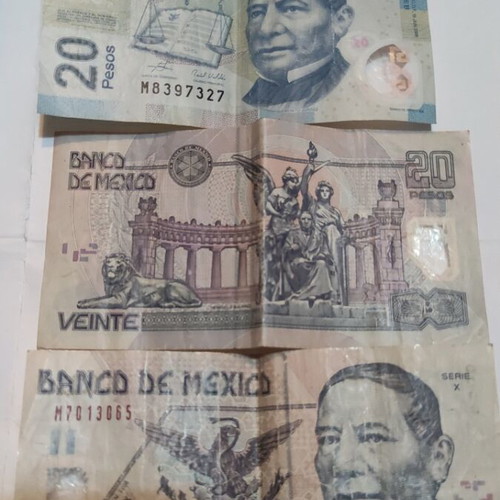 Mexico 20 Pesos banknotes like new, years 2002-2007, 6 pieces total