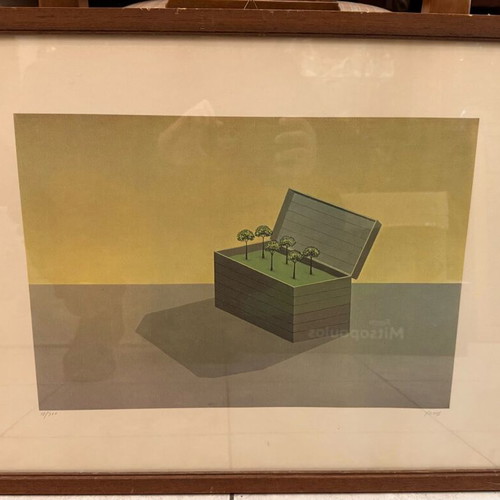 Silk screen printing by D. Geros used, 0.30x0.45 m