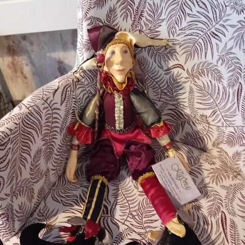 Harlequin Jester Doll vintage from Karisma collection, new