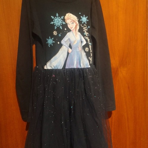 Frozen girls dress dark blue size 140cm like new