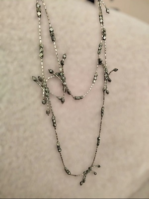 Long necklace like new with metallic beads gray silver