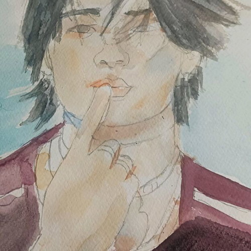 Fan art sketch of I.N. from Stray Kids new, handmade watercolor A4