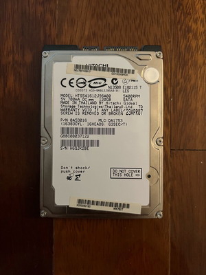 Hitachi hard drive 1TB used, not recognized