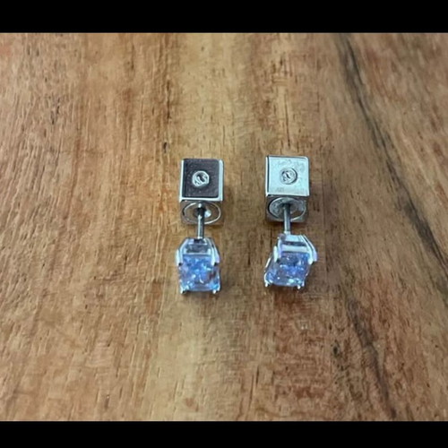 Swarovski earrings new with blue octagonal stones