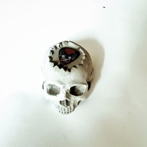 Handmade concrete skull decoration, gothic style