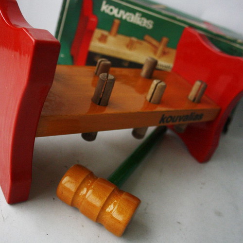 Vintage 70's Kouvalias wooden workbench tools Greek toy new