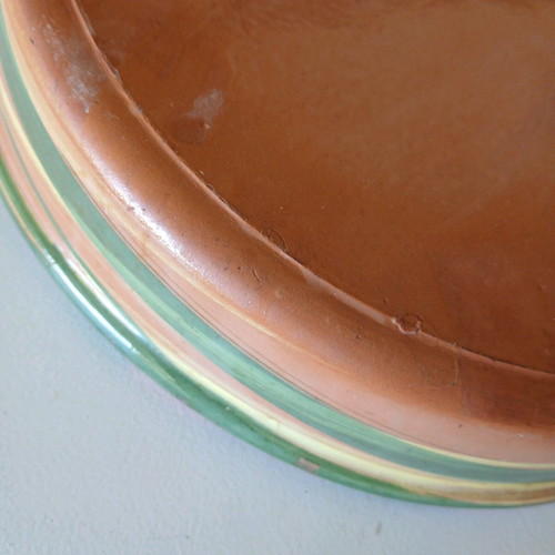 Clay platter with painted border like new