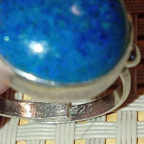 Handmade 925 Silver Ring with Natural Shattuckite Stone, Adjustable