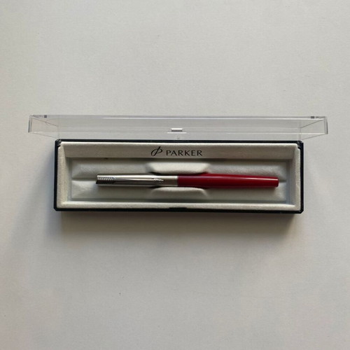 Parker Jotter Red Fountain Pen New in Box with Stainless Steel Cap
