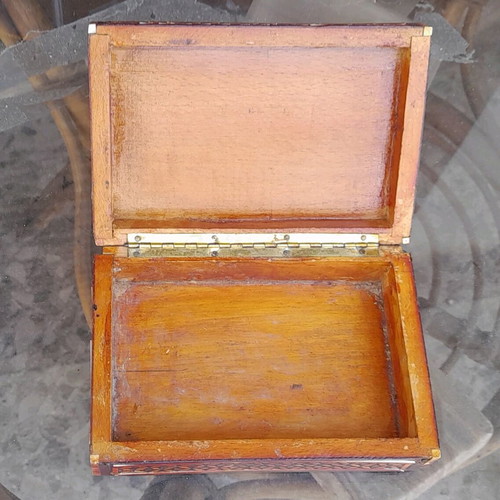 Wooden box used, embossed Persian design