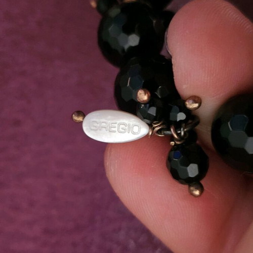 Gregio 925 Silver Bracelet with Black Stones and Bronze Details Like New