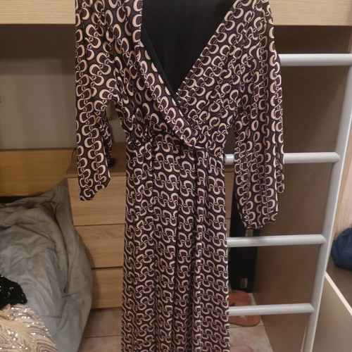 Maxi dress with belt like new, beige and brown, size S