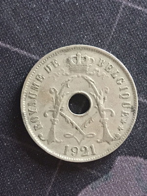 Belgium 25 Centimes 1921 Coin used