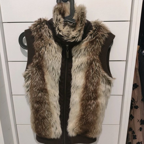 Fur vest like new, artificial fur, brown, size S