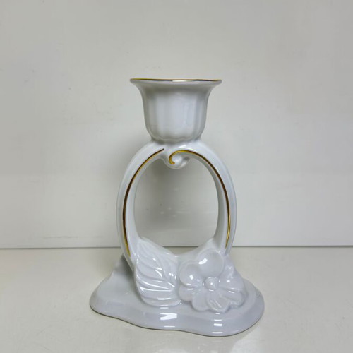 Porcelain candlestick with gilded floral decoration