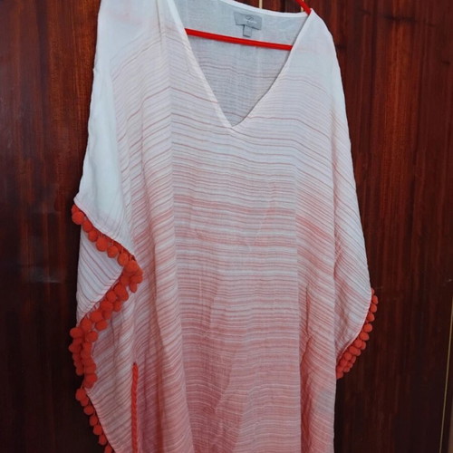 Charisma kaftani summer blouse L/XL like new, white orange
