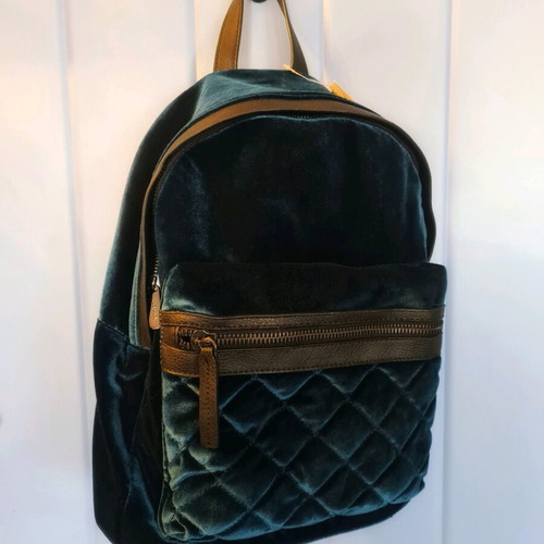 Velvet backpack Topshop new, petrol color