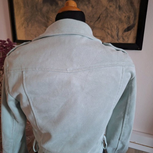 Biker-style jacket like new, mint turquoise, size S