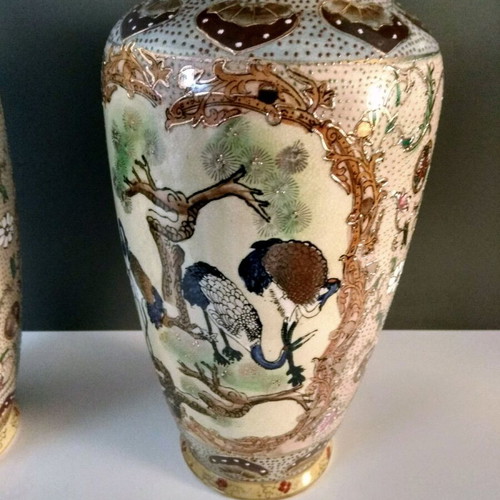 Royal Satsuma vases used, set of 2, height 31cm