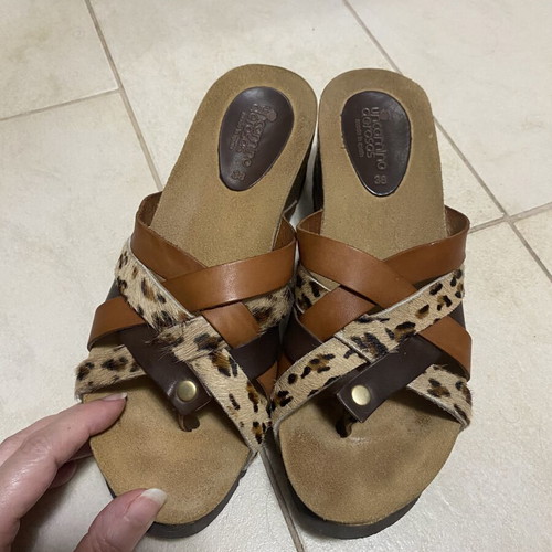 Un Camino de Rosa’s women's slippers like new, leather with natural fur