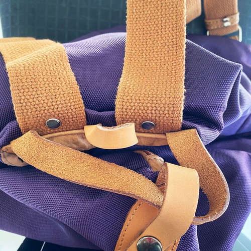 Iyiami purple leather backpack bag like new, handmade from Corfu