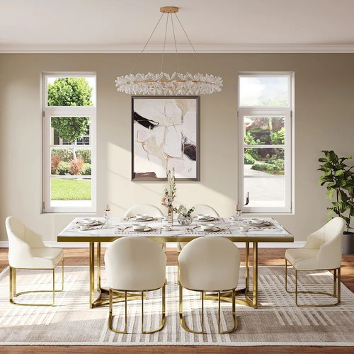 Modern beige dining chair set of 6, new