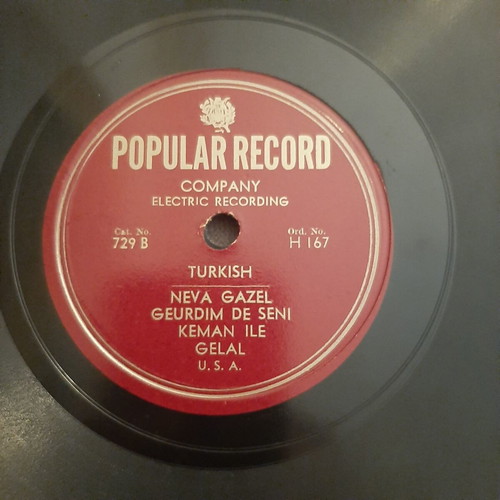 Neva Gazel 78 rpm record used, Turkish music, USA 1953