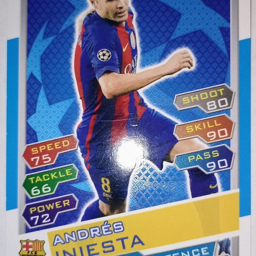 Andrés Iniesta Champions League 2016/17 trading card used