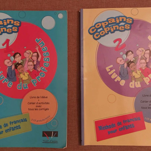 Copains Copines 1+2 French Learning Books used, teacher's book and workbook