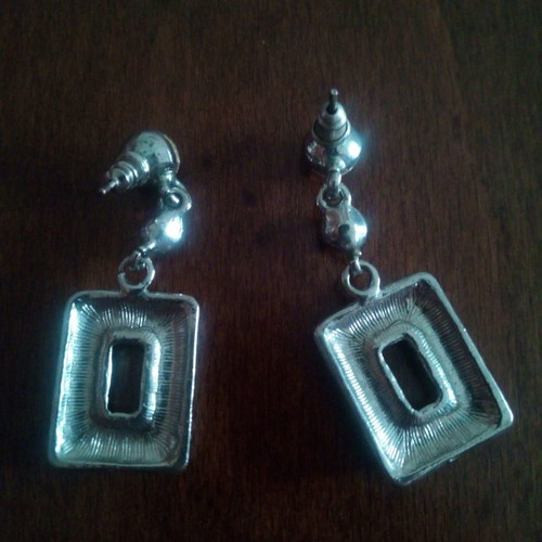 Square dangle earrings with rhinestones used