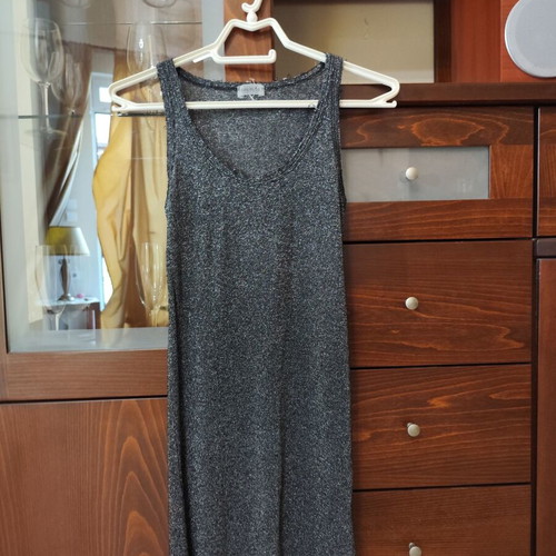 Long black blouse with silver thread like new, size S