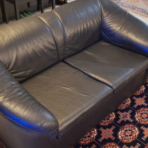 Two-Seater Sofa Black Leatherette Like New