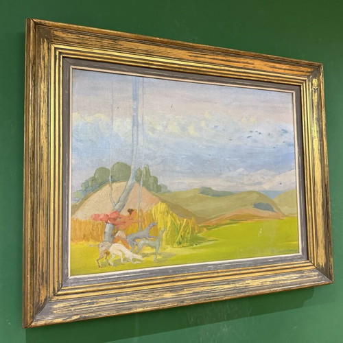 Oil painting by artist V. Panagiotopoulos, mythological theme