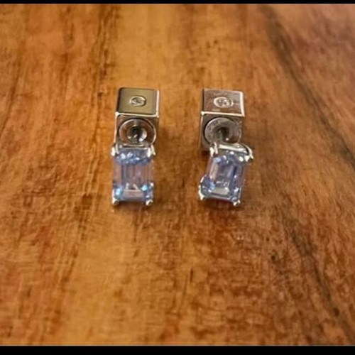 Swarovski earrings new with blue octagonal stones
