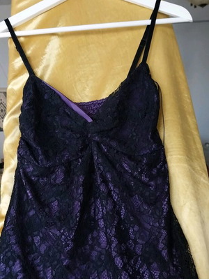 Enzzo γυναικείο μπλουζάκι τιραντάκι δαντέλα σαν καινούργιο, μαύρο-μωβ, NS