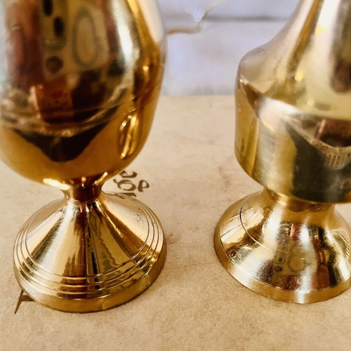 Brass Bud Vases set of two vintage polished, like new