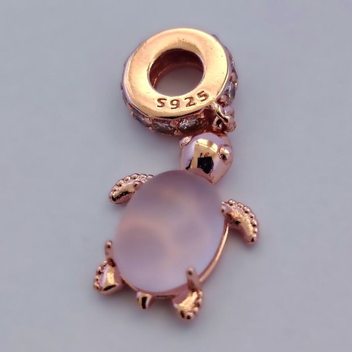 Charm pink sea turtle silver S925 with Murano new